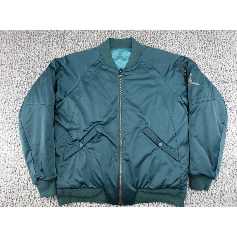 Jordan Bomber Jacket Mens Medium Teal Green Excellent Full Zip Jumpman